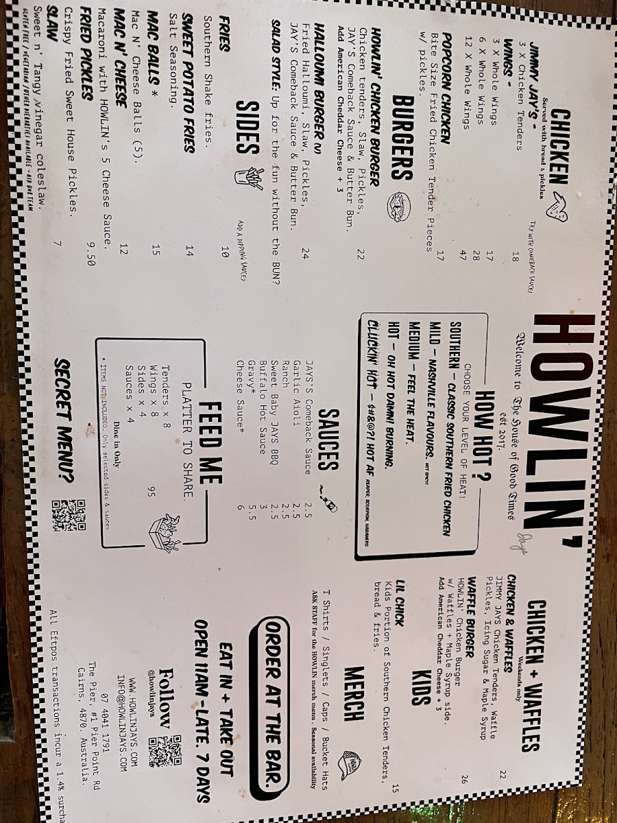 Menu - Howlin' Jay's photo 3